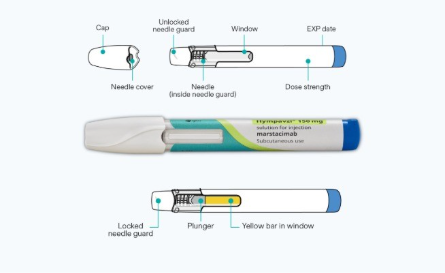 Image of HYMPAVZI pen, with labled clipart images either side. Pen not actual size.