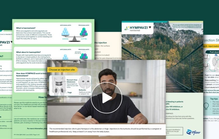 Image showcasing all patient materials of HYMPAVZI available.