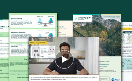 Image showcasing all patient materials of HYMPAVZI available.
